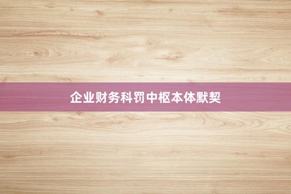 企业财务科罚中枢本体默契